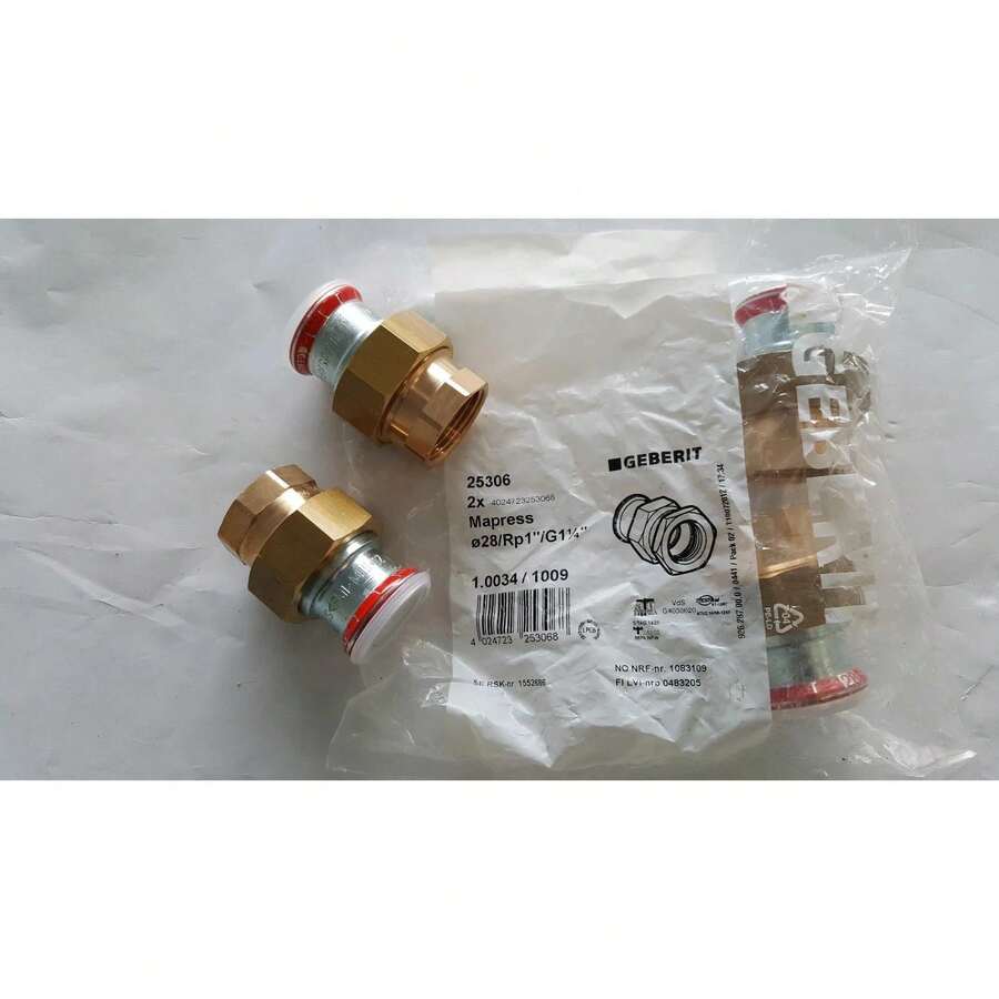 Geberit Mapress Carbon Steel Adaptor Union With Female Thread 2 Pack 25306 - B - View 1