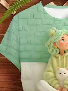 女士夏季休闲圆领短袖简约T恤 - 彩色 - 查看 5