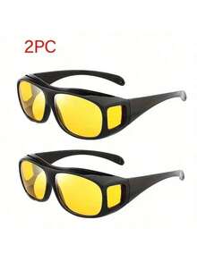 Y2K Men's And Women's Cyberpunk Glasses - Futuristic Glasses With High-Class Design - Night Vision Yellow Frame - Black - View 2