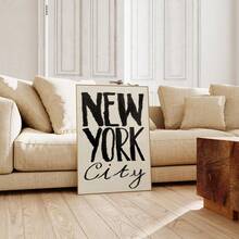 1pc Frameless New York City Hand-Lettered Art Print - Neutral Black Bold Retro Typography Wall Decor For Home Office Classroom Apartment Bedroom Dorm, Travel Theme Cityscape Poster, Room Decor Bedroom Prints For Wall, Posters, Vintage Decor, Party Decor & Best Gift Choice - Word - View 3