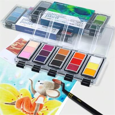 Bảng màu bột 15 sắc độ ấm và lạnh, sử dụng được cả khô và ướt, thích hợp cho vẽ minh họa, phác thảo và vẽ tranh màu nước.