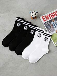 1双男士足球中筒袜，条纹运动休闲袜，透气吸湿足球跑步训练袜 - 彩色 - 查看 8