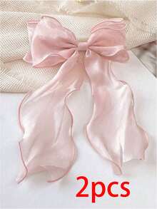 1/2/3个网状蝴蝶结发夹，日常佩戴，大号发饰，用于发型设计 - 粉色 - 查看 7