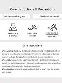 2pcs Stainless Steel Minimalist Gold & Silver Rotatable Ring Set, Inlaid With White Diamonds, Suitable For Women's Daily Wear Or Gift - Multicolor - View 5