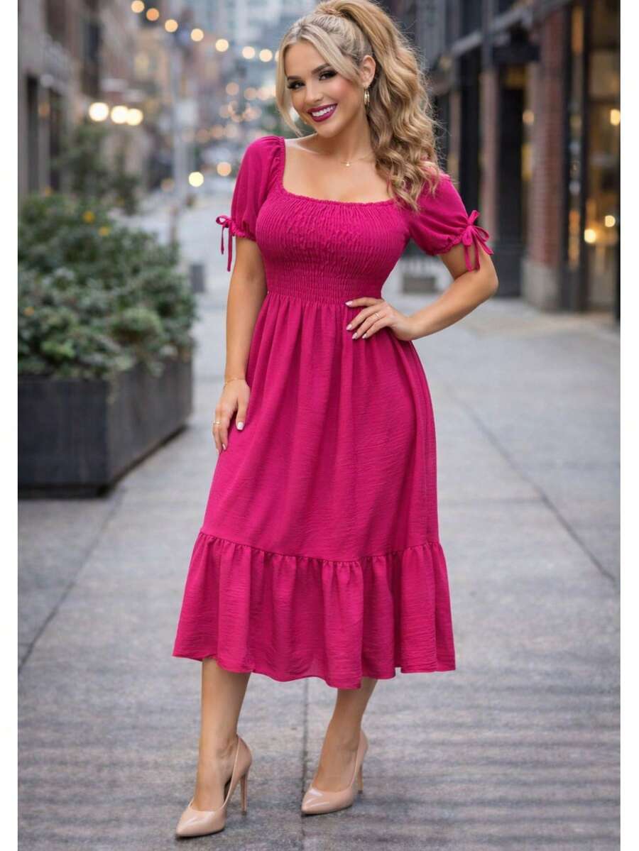 Women Long Dresses - Hot Pink - View 1