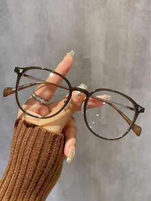 1 Pair Unisex Round Casual Glasses, Prevent Visual Fatigue, Suitable For Computer, TV, Gaming And Smartphone Use, Transparent Lenses - Clear - View 3