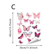 1/5pcs Reusable Pink Butterfly Window Stickers, Double-Sided Electrostatic Adsorption, Suitable For Bedrooms, Living Rooms, Kitchens, Bathrooms, Classrooms, And Home Decor. - Multicolor - View 12