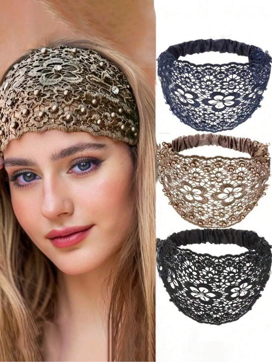 1pc New Plum Blossom Hollow Out Wide Headband, Hair Hoop, Hair Accessory - Multicolor - View 1