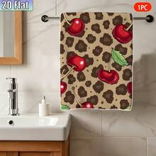Leopard Print Cherry Towel, Vintage Cherry Pattern Soft Towel, Washable Decor Towel Cherry Print Towels - Black & Red Leopard Spot With Cherry Design, Soft Absorbent Polyester Hand & Towels, Modern Holiday Home Decor For Christmas, Thanksgiving, Housewarming Gifts, Contemporary Geometric Pattern, Hand Wash Only Kitchen Towel Set,Machine Washable - 16 X 24 Inch Rectangular Towels, Suitable For Kitchens And Bathrooms Kitchen Bathroom Towel Holiday Gift Holiday Decoration, Interesting And Unique Kitchen Dish Towel Cleaning Cloth Housewarming Gift Valentine's Day Wedding Anniversary Mother's Day Suitable For Birthdays, Anniversaries, Valentine's Day, Thanksgiving, Christmas, Halloween, Weddings,New Year's Gifts, Ideal Present For Her, Great Choice For Him, Family, Boyfriend, Girlfriend, Father, Mother, Lover, Daughter, Son, Grandparents, Friends, Classmates, And Pets. - 多色8 - 查看 2