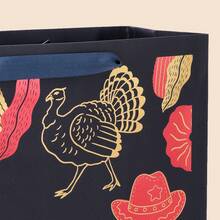 大号纸质礼品袋套装，带提手 - 13.5*13.5*4.5 英寸，包含 2 张薄纸和 1 张礼品卡，结实耐用，可重复使用，适用于生日、婚礼、毕业典礼和商务馈赠。 - 藏蓝色 - 查看 3