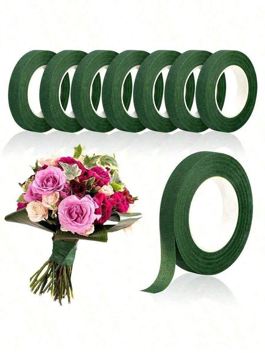 1/3/5 Rollen grünes Blumenband, DIY Hochzeitsstrauß Stielumwicklungs-Material, Blumenladen Straußverpackungs-Material, Straußverpackungs-Blumenband, Hochzeitszubehör, Blumenband, Floristen-spezifisches Klebeband, Straußstiel-Verpackung - Verschiedenfarbig - Übersicht 1