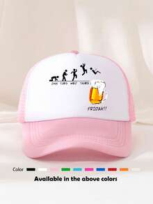 1顶美式街头风印花泡沫卡车帽，休闲棒球帽，适合聚会、露营、骑行、滑板等场合 - 多色 - 查看 11