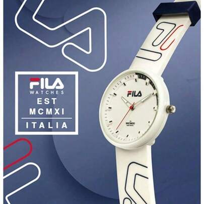  Đồng hồ FILA 38-344 Macaron phối màu, vỏ silicon, máy quartz, đường kính 40mm, độ dày 9mm, chống nước 30M, thích hợp cho học sinh, cặp đôi và thể thao.