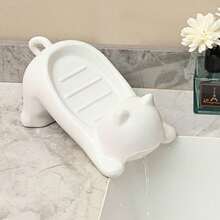 Cute Cat-Shaped Soap Holder - Water-Resistant And Draining Design, Durable Plastic Bathroom Soap Holder With Ventilation Holes, Portable And Lightweight, Suitable For Shower, Bathtub, Or Vanity Decoration, Effective , Home Décor, Stylish Storage, Sturdy Construction, Perfect For Pet Lovers. - 彩色 - 查看 1