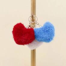 可爱心形钥匙扣，毛绒绒挂件，高品质饰品，男女皆宜 - 彩色 - 查看 2