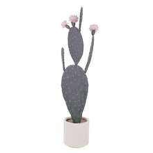 Cactus artificiale in vaso, pianta di cactus artificiale con pietra, fiori rosa e frutta, cactus decorativi del deserto, succulenta di plastica per ufficio, soggiorno e casa - Viola malva - Visualizzare 2
