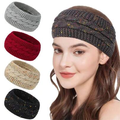 新款加厚针织头带，秋冬季保暖护耳头巾，适合运动和户外活动