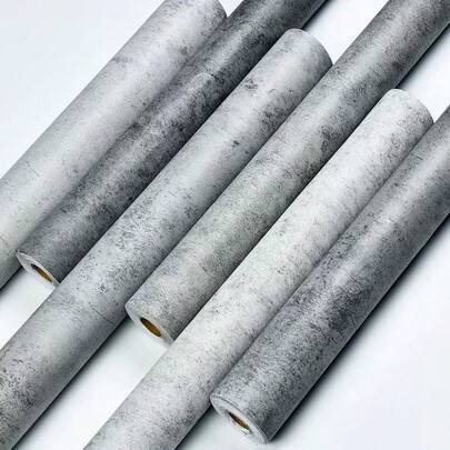 1卷自粘水泥灰壁纸，适用于客厅、卧室和电视背景墙的装饰贴纸。