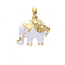 1件装奢华铜质大象吊坠，可DIY手链、项链、耳环、包包挂饰 - 彩色 - 查看 6