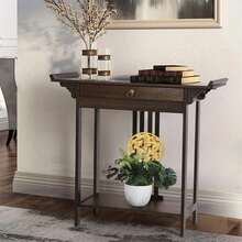 XL Hallway Table With Pull Drawer & Shelf, High Polish Totem Narrow Console - Multicolor - View 5