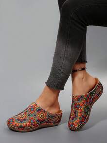 Featuring A Backless, Closed Round-Toe Silhouette, These Shoes Retain The Effortless Slip-On Convenience Of Mules While Protecting Your Toes, Offering Added For Daily Walking. - Flower - View 3