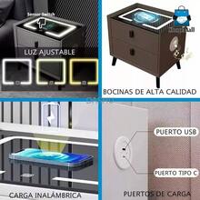 Buró Inteligente Mesa de Noche Organizador para Recámara Mueble Multifuncional con Almacenaje Moderno, Ideal para Espacios Pequeños y Dormitorios. (CAFÉ) - por defecto - Ver 6