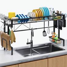 [Built To Last Forever – No Need To Replace!]Expandable Over-Sink Dish Drying Rack (56–86cm), 36kg Load Capacity, Rust-Resistant Carbon Steel, Auto-Drain, Multi-Functional With Knife & Cutting Board Holder – Space-Saving, High-Capacity, Easy Assembly Kitchen Organizer Rack (63*30*53cm, Black) – Includes Japanese Instruction Manual - 查看 8