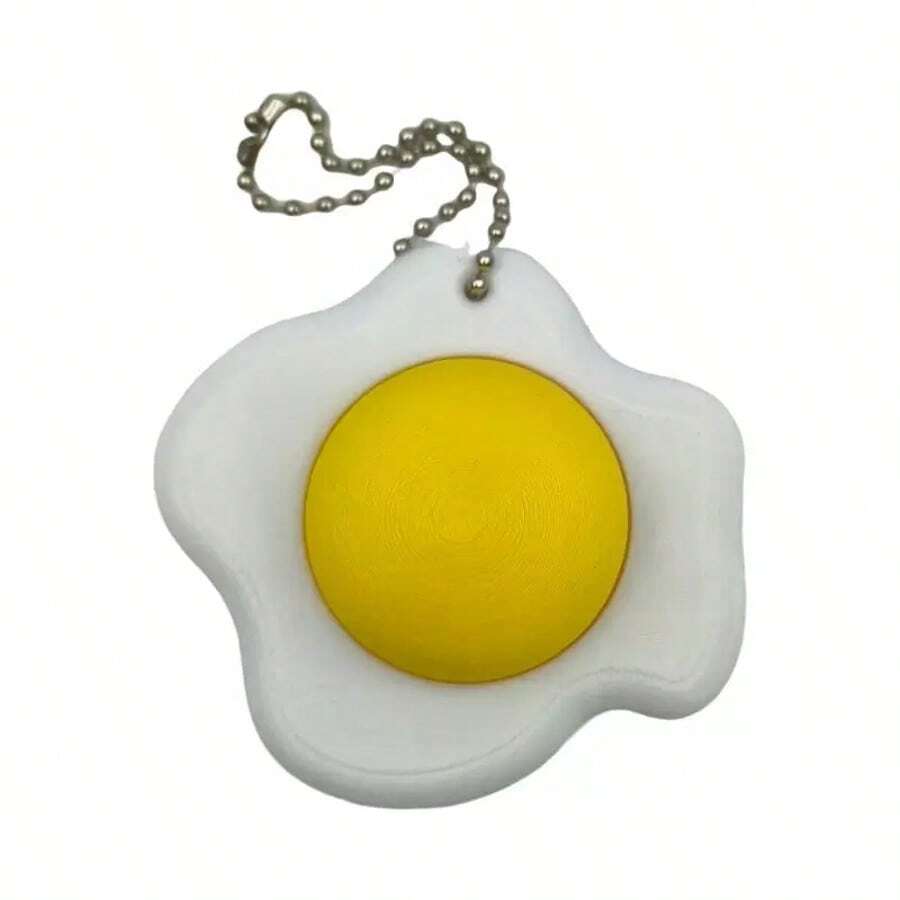 Fried Egg Clicker Keychain, Fried Egg Style Button, Bag Pendant, Keychain, Stress Relief For Teenagers And Adults, Birthday/Holiday Gift - Multicolor - View 1