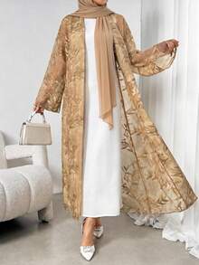 Bamglam Summer Tie-Dye Strapless Dress With Romantic Ruffled Hem Vacation Outfits Women - Khaki - View 3