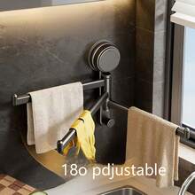 1个三层旋转毛巾架，180°旋转壁挂式毛巾杆/毛巾架，浴室置物架，粘性毛巾架，节省空间，壁挂式厨房毛巾架，适用于浴室和厨房 - 支架 - 查看 8