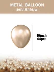 这款香槟金色金属气球拱门活动套装包含 18/12/10/5 英寸香槟金色金属气球，共计 8/64/125/166 个，适用于生日主题/婴儿派对/婚礼/新娘派对/周年纪念/毕业季（含丝带和打结器）。 - 查看 13