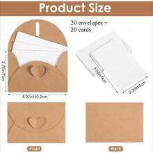 20 Pcs Mini Envelopes With Blank Cards, 10.5*7.5cmCute Envelopes With Heart Clasp, Paper Gift Card Holders, Tiny Envelope For Business Card, Weddings Favors, Greeting Cards - 10.5*7.5cm - View 9