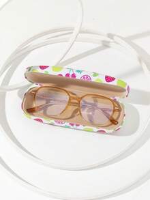 1pc Cute Fruit & Heart Print Eyeglasses Case, Perfect For School, College, Dating, Travel, Everyday Use, Portable Hard Shell Protective Spectacles Organizer, Lightweight Storage Pouch For Glasses, Fashionable Accessory For Teen Girls And Women - Multicolor-206 - View 5