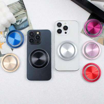 1个电镀CD图案磁性气垫手机支架，圆形CD图案磁性透明气垫手机支架，可伸缩气垫手机支架