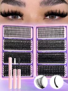 760pcs EIMNY Anime Style Eyelash Cluster Set - 4 Types Of Natural Soft, Thick Cartoon Style, Spiky Shape Options, D-Curl Plant Fiber Material, Reusable 3-5 Times, Includes 2-In-1 Adhesive And Professional Tweezers, Length 10-21mm, Suitable For Beginners And Hair Salons - Multicolor - View 12