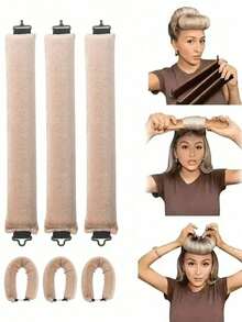 Bộ 3 dụng cụ uốn tóc không dùng nhiệt, bao gồm dụng cụ uốn tóc bằng mút, dụng cụ uốn tóc khi ngủ và dụng cụ uốn tóc bằng cao su, bộ dụng cụ tạo kiểu tóc tiện lợi dành cho phụ nữ và bé gái để tạo kiểu tóc gợn sóng bồng bềnh, phong cách tối giản Châu Âu và Mỹ. - Nhiều màu - Xem 2