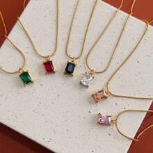 1pc Minimalist Versatile 3D Square Necklace, 18K Gold Plated Stainless Steel Choker, Suitable For Women's Daily Wear And Parties - Square  Necklace - View 1