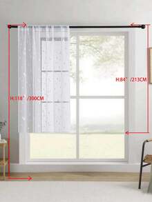 1 pièce Rideau transparent brodé, motif floral, avec poche pour tringle, en fibre de polyester avec protection UV et respirabilité, convient pour le salon, la chambre à coucher, la salle à manger - Blanc - Voir 23
