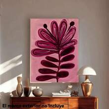 1 Pieza de Arte Abstracto para Pared en Rosa y Borgoña - Pintura de Flores Verticales Minimalista Moderna Escandinava, Impresión en Tinta Rosa Suave y Mauve, Adecuada para Decoración de Dormitorio, Sala de Estar, Regalo de Inauguración de Casa, / Marco interior de madera - negro - Ver 4