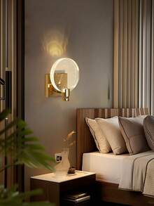 Đèn treo tường LED mạ vàng hiện đại, đèn hiệu ứng sóng nước lấp lánh hình đĩa acrylic sang trọng cho phòng ngủ và hành lang. - Một cỡ - Xem 10