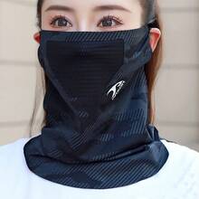MESHUOKAI 1个冰丝防紫外线骑行面罩，无缝透气颈套，男女通用，适合户外、夏季、海滩、帽子、假日、旅行 - 多色 - 查看 13