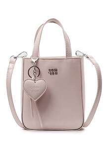 1pc Women's Solid Color PU Handbag, Fashionable Zipper Closure, Suitable For Dates & Gifts - Pink - View 6