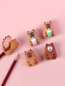 10/6/1个可爱水豚造型削笔器，动漫水豚削笔器，学生文具，儿童学习用品，生日礼物，热销产品 - 彩色 - 查看 2