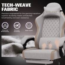 Fabric Gaming Chair With Footrest, Ergonomic Computer Desk Chair With Pocket Spring Cushion Home Office High Back Support Lumbar Support Heavy Duty Wide - Light Brown - View 7