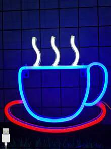 Assorted LED Neon Sign Lights With USB Cable (Basketball/Coffee/Cat Pattern) - Decorative Wall Lights For Home, Bar, Party, Bedroom And Studio - Multicolor - View 3
