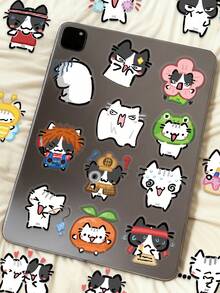 54pcs Cute Cartoon Kitten Stickers DIY Guitar Luggage Refrigerator Water Cup Planner Supplies Decorative Laptop Personalization Stickers - Multicolor - View 3