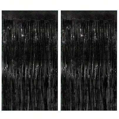 1 pièce Rideau de fond à franges noires, rideau de décoration de fête d'anniversaire noire, convient pour les accessoires de studio photo, la décoration de fête d'anniversaire, la douche de mariage, le mariage, la décoration de fête, la décoration d'arrière-plan d'Halloween, la décoration de fête, les accessoires de photomaton, les rubans décoratifs, les franges durables, le tissu léger, la décoration d'événement, le rideau de fond, la douche de mariage, la fête des mères, la décoration d'Halloween 2026