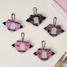 1pc Cute Cartoon Heart-Shaped 1-Inch Pendant, Student Backpack Charm, Idol Fan ID Card Holder, Keychain - Heart-shaped Card Holder - View 1