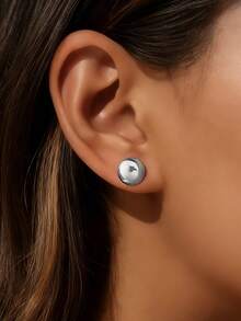 1 Pair Elegant 925 Sterling Silver Ball Stud Earrings, Round Earrings, Fine Jewelry Gift For Women - Beans Earrings 2 - View 4