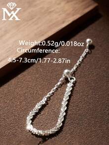 SYMFNY 1枚奢华闪亮925银菊花链可调节戒指，精致纹理细节，百搭日常佩戴饰品，简约优雅小众设计 - 銀色 - 查看 6